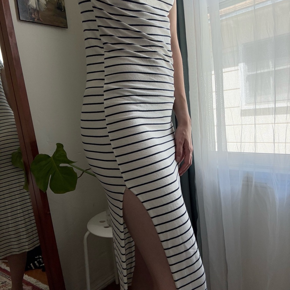 Striped Short Sleeve Dress Navy Stripes Bodycon